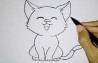 cara gambar kucing lucu